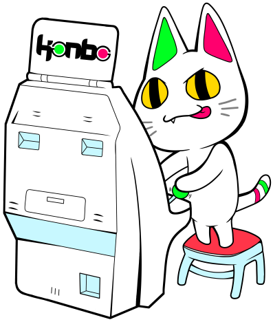 Konbo Kat playing an arcade machine